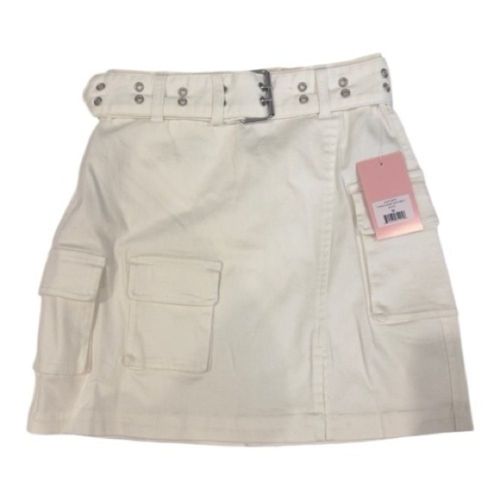 Juicy Couture White Cargo Mini Skirt w/ Matching Belt Size 26 (4) NWT